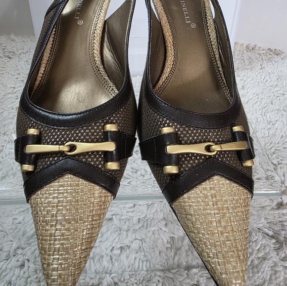 A. Marinelli Slingback Heels, SIZE:9.5, BROWN & TAN - Picture 4 of 16